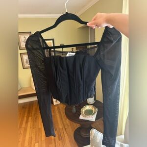 Princess Polly Black Mesh Top
